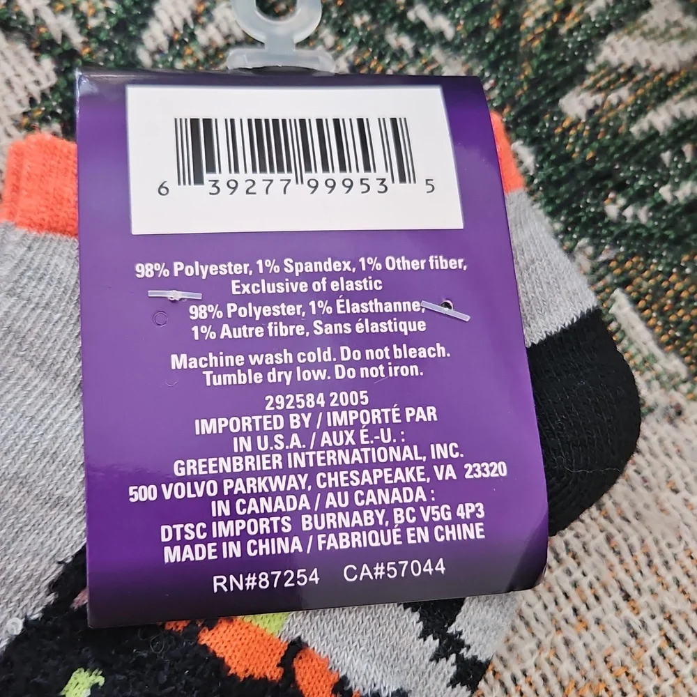 Halloween SOCKS With Cat & Pumpkin Grey New